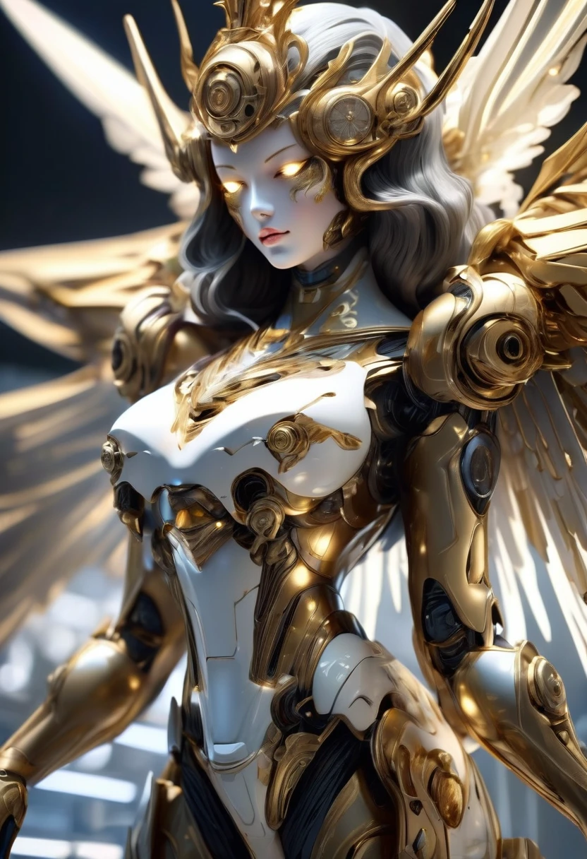 (((機械の女godの頭のClose-up))),profile,Staring at me,Precise details,light emitting parts,universe,god々Fine detail parts,Very luxurious,機械の女god,White Machine,Mechanical Wings,crown,Golden Ring,Machine Face,(masterpiece, Highest quality, Highest quality, Official Art, beautifully、beautiful:1.2,Ray Tracing),((Close-up))