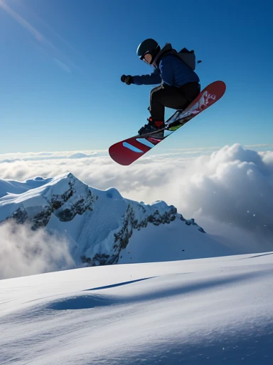 Snowboarding through a sea of clouds