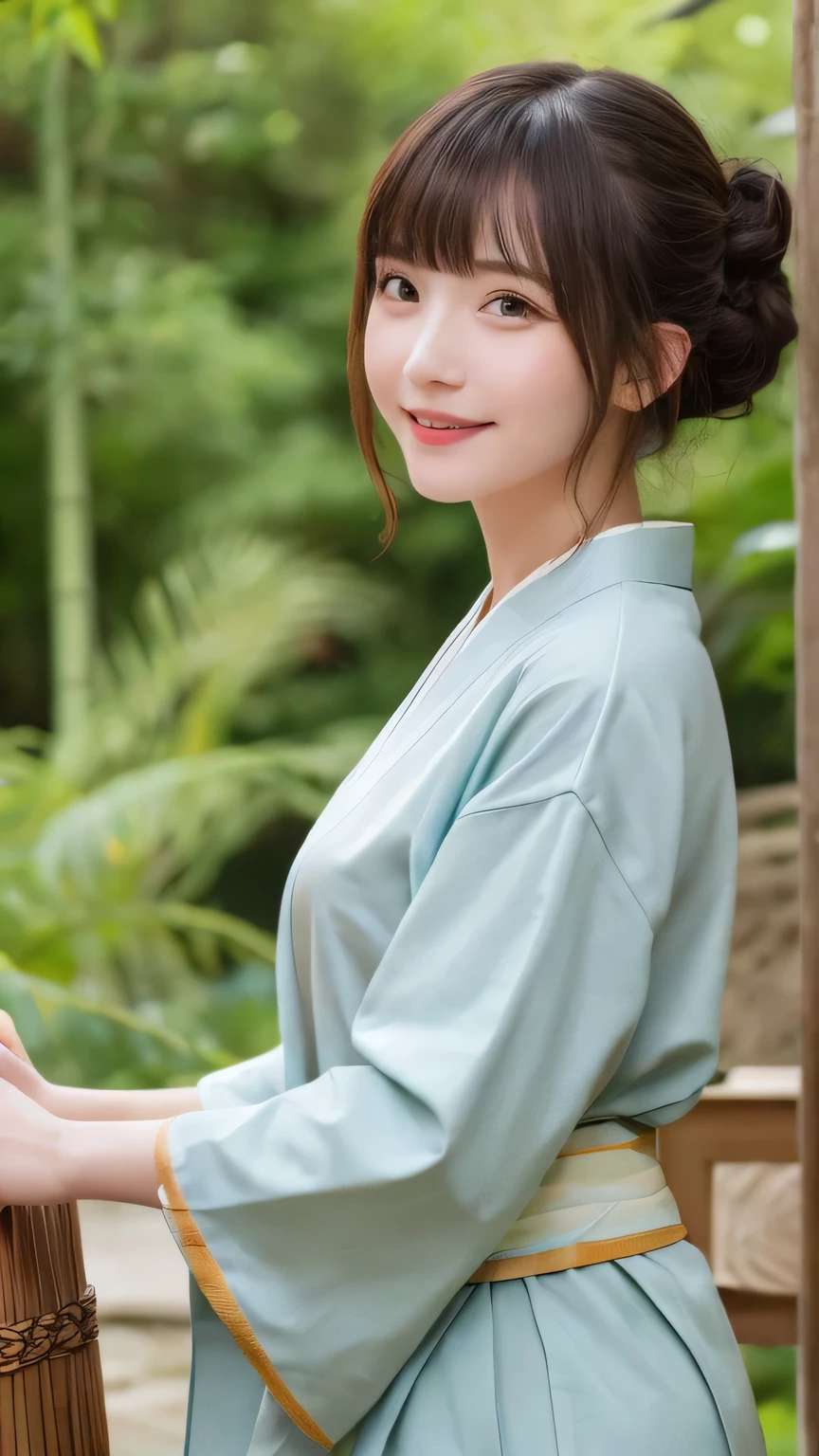 Best image quality (8k, High resolution, masterpiece: 1.2), Very detailed, Random Hairstyles, 26-year-old woman, 

Extraordinary beautiful girl、Cute and beautiful face details、(Dealing with the Children_v1:0.008)、


score_9, score_8_upper, score_7_upper, 

A traditional tea ceremony scene photographed in a bamboo forest: Tea ceremony in the bamboo forest（Nodate）Scenes。Treat your tea utensils with care、A quiet moment while making tea。
clothing: In a deep green kimono、Woman wearing a white sash。The movements of the tea ceremony are performed carefully。
Camera angle: Photographed from the side with the tea utensils at the center、A bamboo forest unfolds softly in the background。


,Active stop temporarily ,
On her side、The thunder danced。
Focus on the upper waist


, Random cute poses ,Big eyes ,Puffy eyes ,  Heart pupil, blush  , Big shy smile , salute


