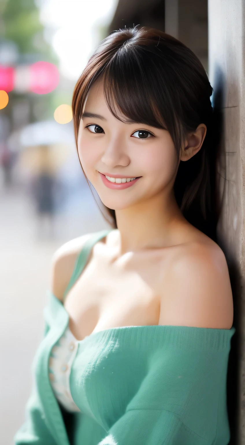 masterpiece,best quality,(Japanese girl),((Beautiful girl)),cleavage,(off shoulder:1.2),(perfect body beauty:1.2),(shy smile),From slightly above