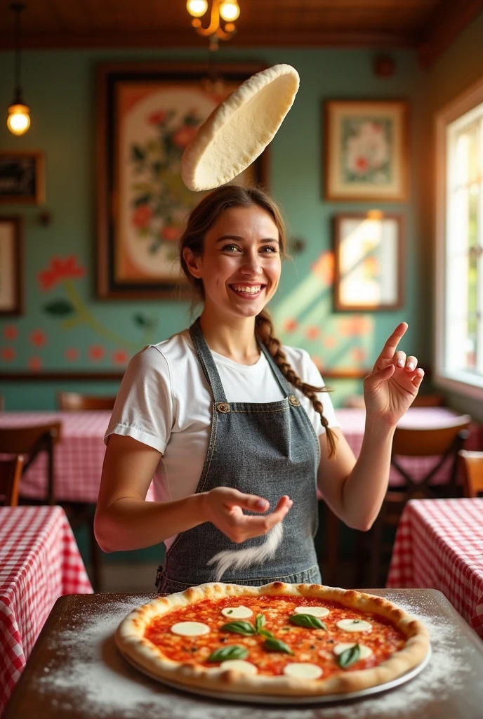 Female pizza maker