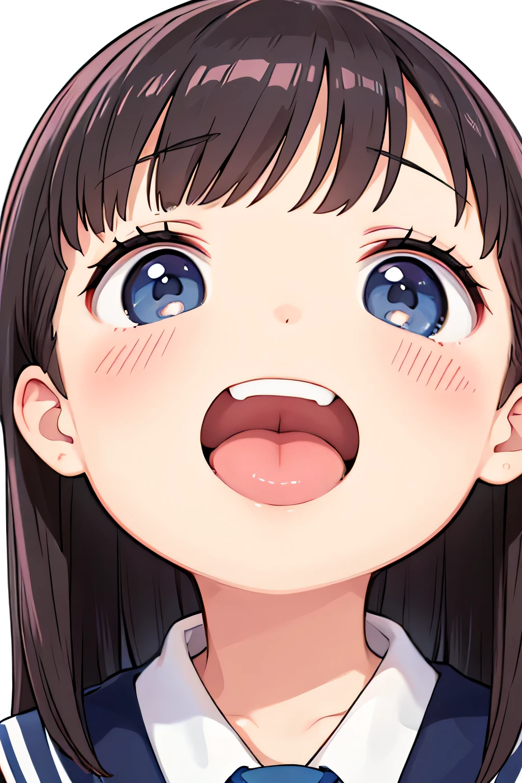 In the mouth tongue odor Primary school students Face close-up smile Open your mouth wide
