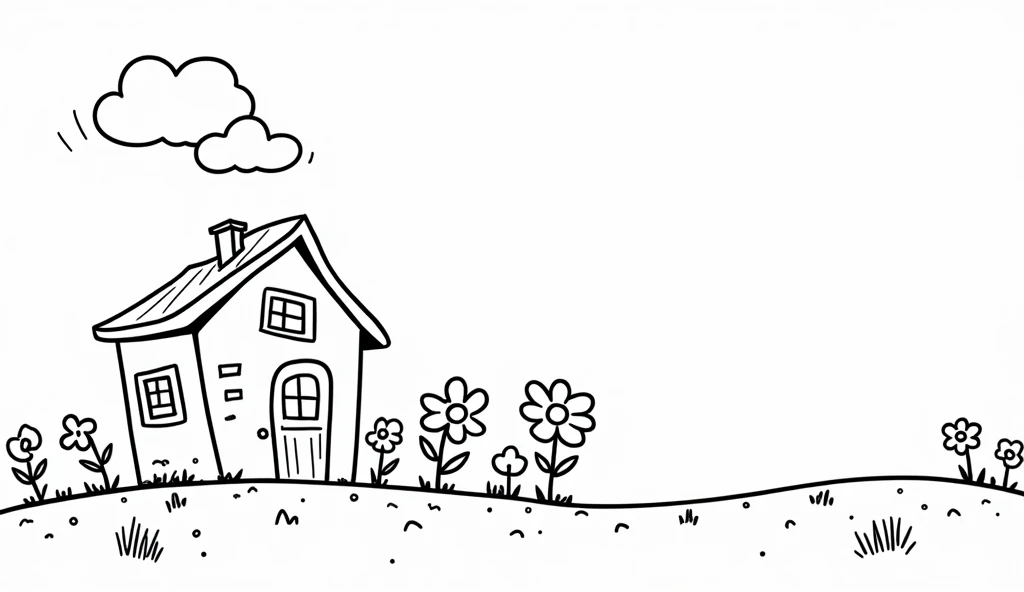 Coloring book for kids、House exterior、easy、Black and White、For 2 year olds、Fewer lines、Cute house、For