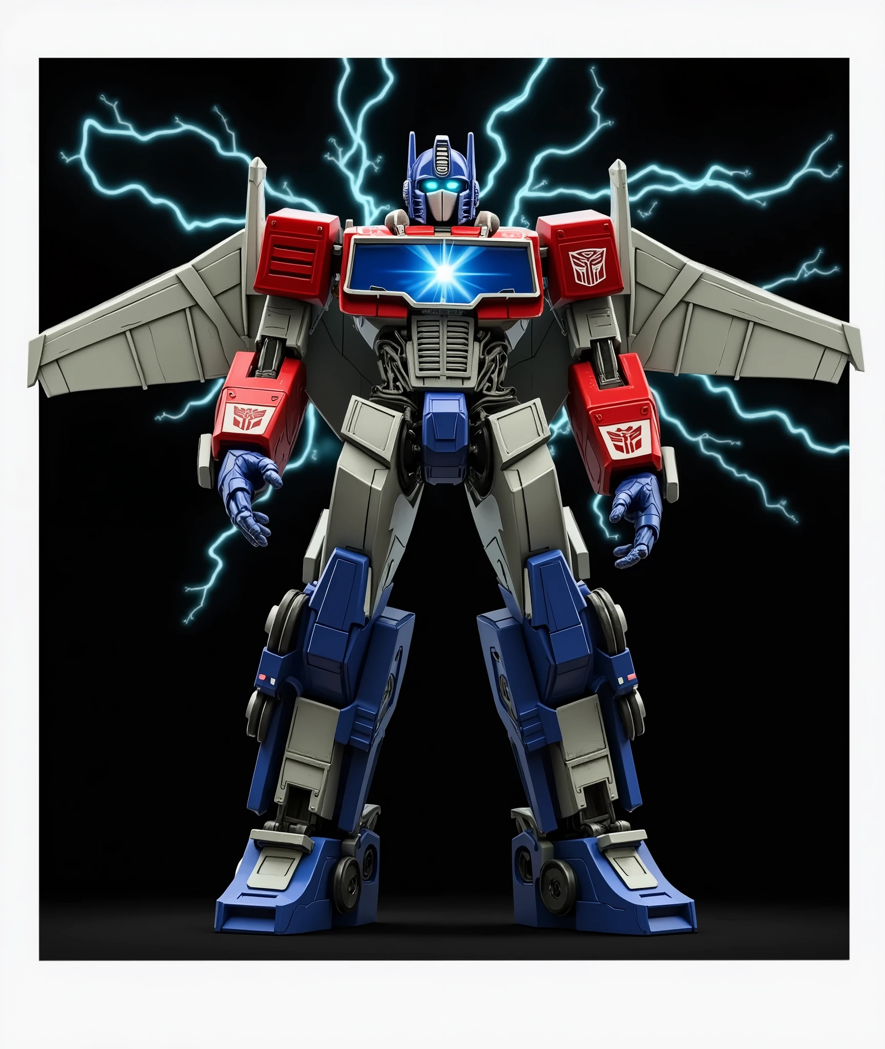 a highly detailed, cinematic close-up portrait of Optimus Prime, Transformers Autobots leader, intricate mechanical body, glowing blue core, Jetfire Titan mode, massive cybernetic frame, electrical sparks and energy, cutting edge weaponry and technology, hyper-realistic, dramatic lighting, ultra detailed, 8K