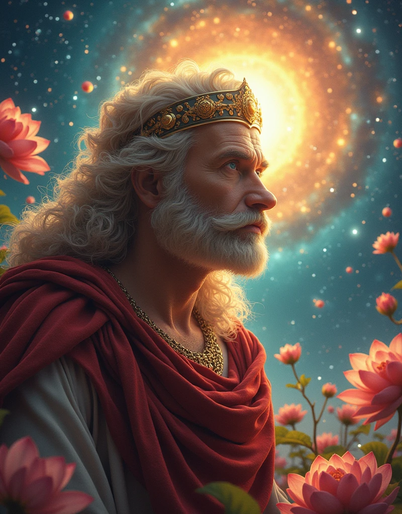 ((masterpiece)), ((Highest quality)), ((High resolution)), ((Highly detailed CG Unity 8k wallpaper)), Roman Emperor Constantine１The Great Emperor、Fluffy hair、Bright and sharp eyes、eyes like a lion、Leisurely Actions、Calm and Composed Expression、Aura of Majesty、neck as thick as a bull、Eagles and Hawks Are Fond of Him、Tarot Cards、Oracle Cards、『world』、In the Style of William Blake、Gustave Moreau's Painting Style、Ancient and Modern、輝く未来とhope、The Universe、Dazzling Light at the Galactic Center、Sagittarius Galactic Center、Flood of light、The colorful sparkle of gemstones、Lu Li Guangcai、Play-of-color effects、Paradise、Eden、Heavenly Jerusalem、Nostalgia、hope、永遠のhappiness、Genesis、Revelation、Alpha and omega、Healing、Longing and fulfillment、Everything is for the best、bless、Heavenly Purification、Bliss of All Things、happiness、Eternal Life、completely、perfection、Forgiveness、occultism、Symbolism、Primordial Happiness、peace of mind、reproduction、revival、魂のHealing、God's Plan、天使のbless、peace、joy、lotus、lily、Rose、Money、黄Money、The Edge of the Universe、The magnificent light of celestial bodies、Fantasy、like、Beauty、Digital Art、kind、慈like、mercy、wisdom、vitality、 Tree of Life、Tanaha、Christian Bible、revelation、Eternal happiness、万物への平和とhappinessと保護を祈る、大切で貴重なpeaceと元気と賢さ、pure land、Mandala
