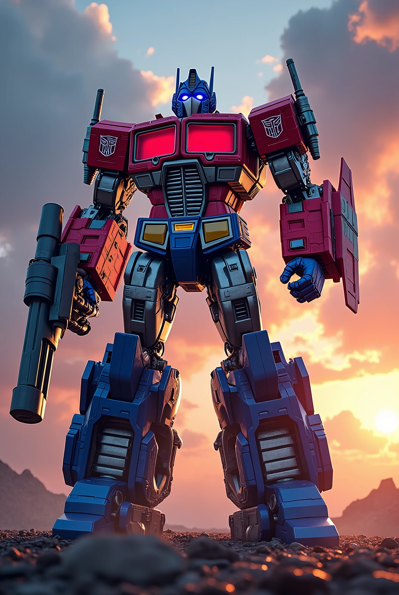 a highly detailed digital art illustration of Optimus Prime, a massive Transformer robot with a powerful Titan core, combined with Jetfire, another Transformer robot with jet capabilities, both in their robot modes, with Optimus Prime in a super upgraded form, hyperdetailed, 8k, cinematic lighting, dramatic scene, intense colors, dynamic poses, mechanical details, sci-fi, concept art style