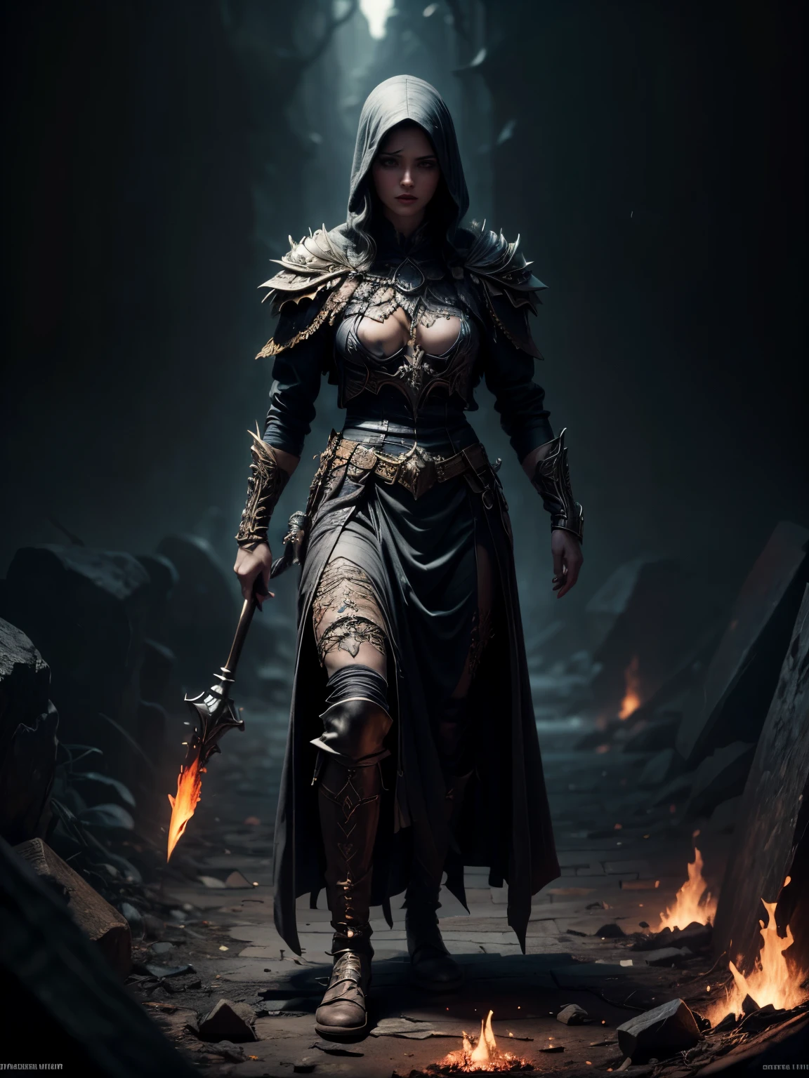 (extremely detailed 8k wallpaper), a medium shot photo of a fearful necromancer, intricate, high detail, dramatic , natural