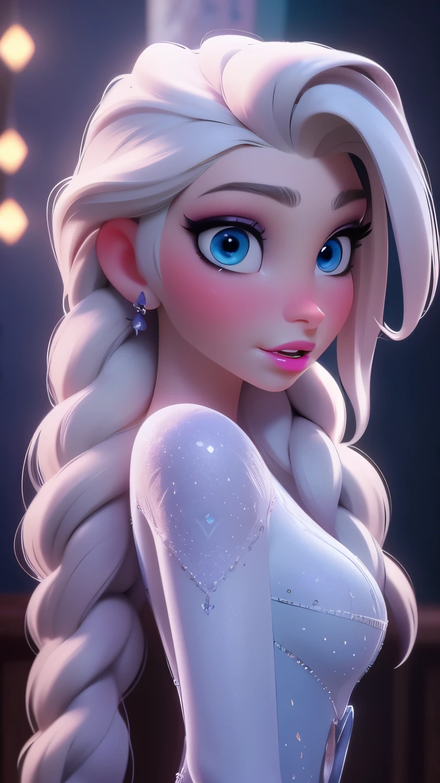 Elsa, (perky breasts), (((small breasts))), smirk:1.2, beautiful blue eyes, (perfect iris’s), depth of colour to her eyes, blonde hair, long hair, braid, full lips, blush, naked, she is showing her vagina, depth of field, bokeh, (special attention to skin detail: 1.2), masterpiece, best quality, ultra-detailed, ultra-HD, photorealistic, cinematic, ((mid camera shot)), sensual pose, alluring, nipples:1.4, looking up at camera, closeup on her face, her cheeks are blushed, 22 years old, she is on her knees, eye contact:1.4, high angle:1.5, ((closeup on face)), perfect face, (((visible breasts))) bokeh everything other than her perfect face, location is Arendelle in winter, ice castle