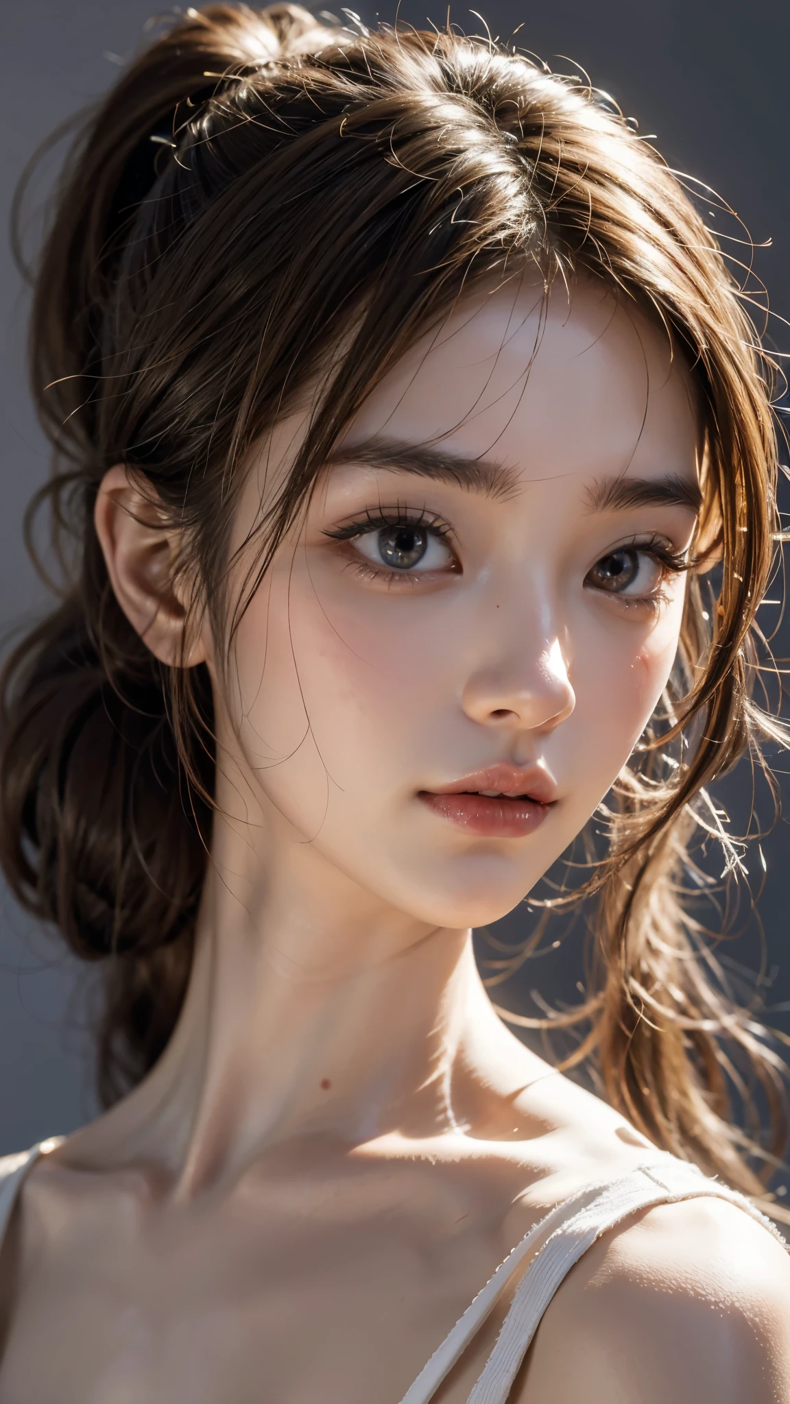 (Beautiful Woman Photo)
(Mastepiece:1.3)Beautiful Japanese girl,Beautiful face,(Lifelike face),Beautiful delicate eyes,((One-piece dress)),Realistic eyes,Beautiful skin,Realistic skin texture(Real Skin)Radiant Skin,Professional Lighting,top ponytail,White T-shirt,Mid-chest,High resolution,Sharp Focus,Ultra high definition eyes,
