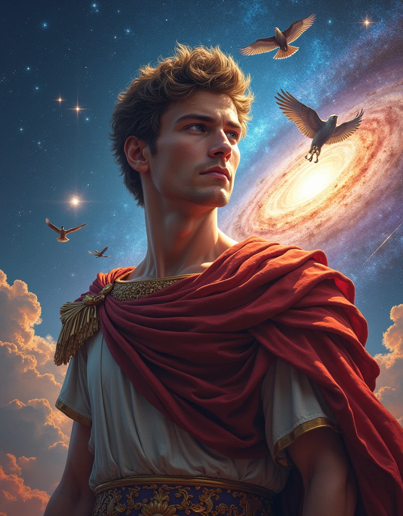 ((masterpiece)), ((Highest quality)), ((High resolution)), ((Highly detailed CG Unity 8k wallpaper)), Roman Emperor Constantine１The Great Emperor、Fluffy hair、Bright and sharp eyes、eyes like a lion、Leisurely Actions、Calm and Composed Expression、Aura of Majesty、neck as thick as a bull、Eagles and Hawks Are Fond of Him、Tarot Cards、Oracle Cards、『world』、ウイリアム・ブレイクの画Wind、ギュスターヴ・モローの画Wind、Ancient and Modern、輝く未来とhope、The Universe、Milky Wayの中心の眩い光、射手座のMilky Way中心、光の洪water、The colorful sparkle of gemstones、Lu Li Guangcai、Play-of-color effects、Paradise、Eden、Heavenly Jerusalem、Nostalgia、hope、永遠のhappiness、Genesis、Revelation、Alpha and omega、Healing、Longing and fulfillment、Everything is for the best、bless、Heavenly Purification、Bliss of All Things、happiness、Eternal Life、completely、perfection、Forgiveness、occultism、Symbolism、Primordial Happiness、peace of mind、reproduction、revival、魂のHealing、God's Plan、天使のbless、peace、joy、lotus、lily、Rose、gold、gold、silver、The First Light、Supernova explosion、Meteors、Milky Way、諸Milky Way、The Edge of the Universe、The magnificent light of celestial bodies、Fantasy、like、Beauty、Digital Art、kind、慈like、mercy、wisdom、vitality、 Tree of Life、Tanaha、Christian Bible、revelation、Eternal happiness、万物への平和とhappinessと保護を祈る、大切で貴重なpeaceと元気と賢さ、Paradise、Mandala、Japanese Beauty、Amitabha Buddha's Coming to Welcome Diagram、Masterpiece、Highest、spiritual、material、fire、water、Wind、land、tears of gratitude、