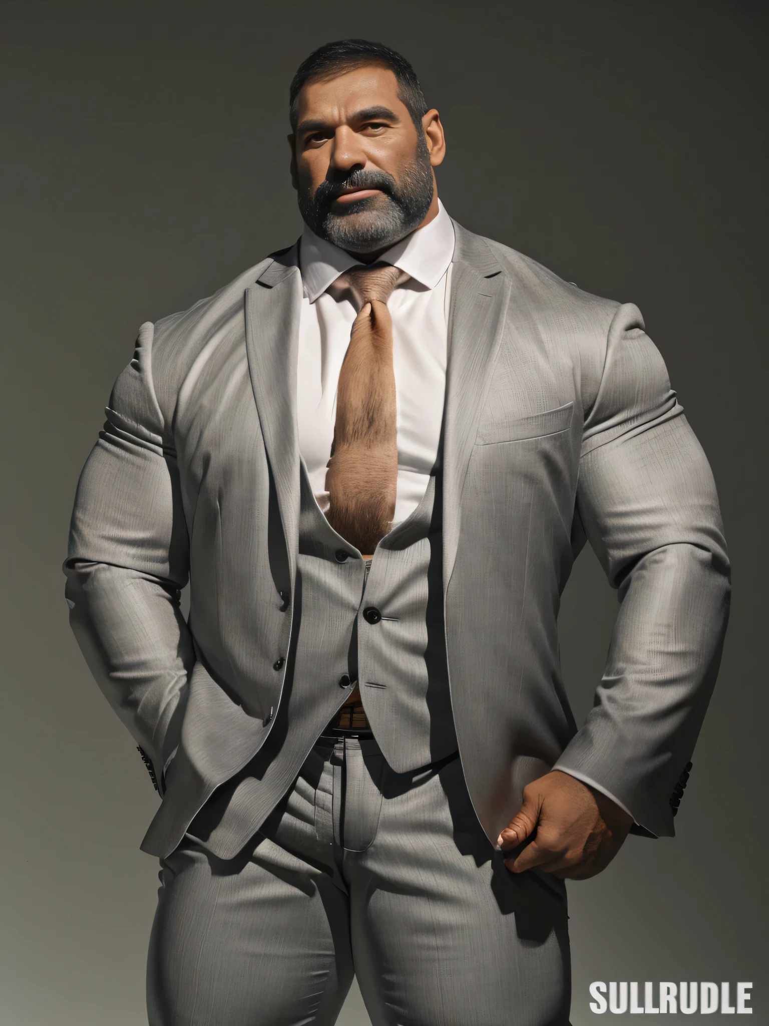 burly virile hairy werelion, in a suit of armor, a himbo muscle daddy, middle-aged dilf, hirsute, overmuscular and musclebound, bulging veiny muscles, a warrior's build, a bodybuilder's physique, long bushy and a thick mustache, a square jaw, handsome and dreamy, grey hair, a knight clad in full armor