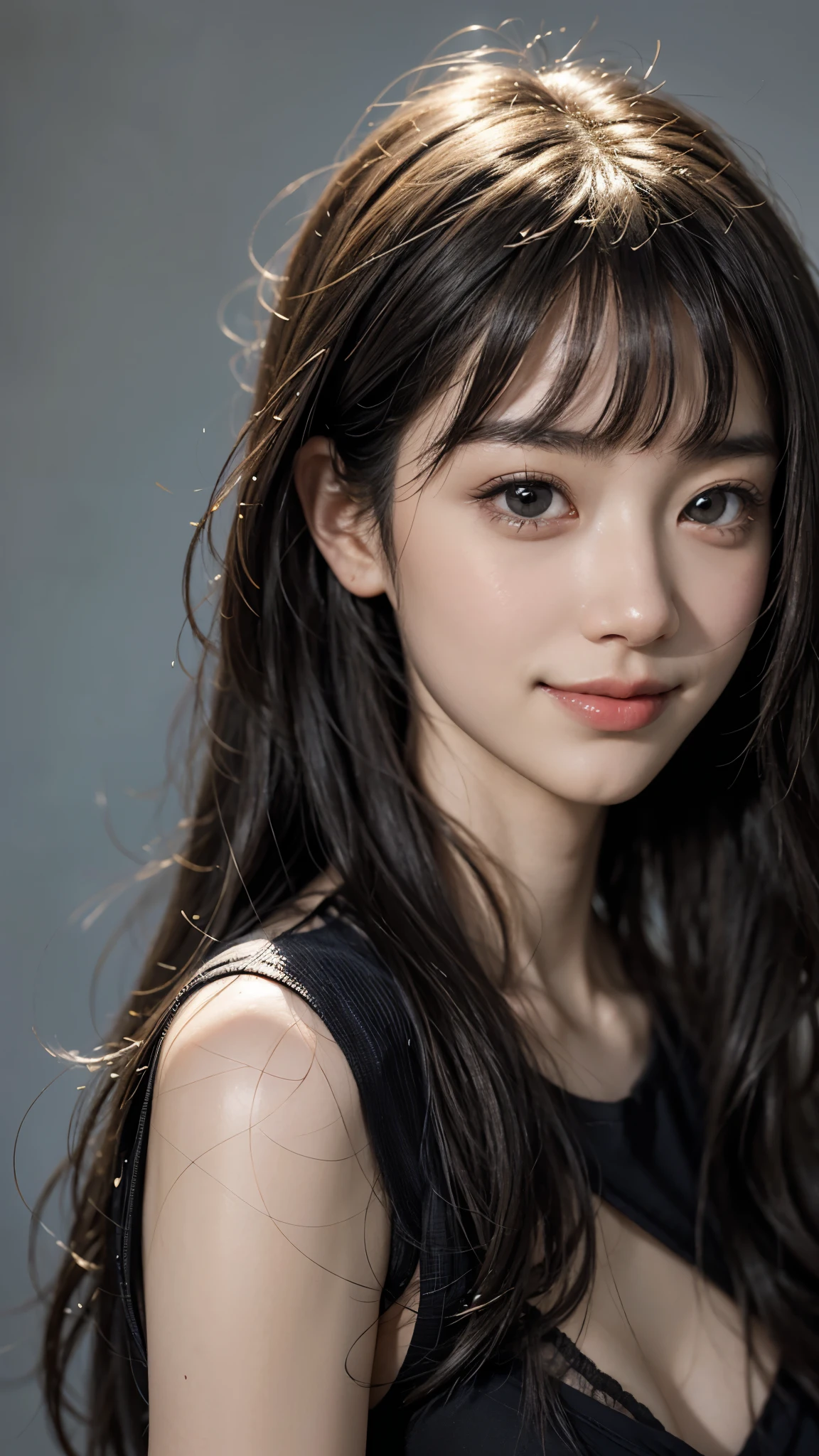 (Beautiful Woman Photo)
(Mastepiece:1.3)Beautiful Japanese girl,((Smile)),Beautiful face,(Lifelike face),Beautiful delicate eyes,((One-piece dress)),Realistic eyes,Beautiful skin,Realistic skin texture(Real Skin)Radiant Skin,Professional Lighting,((Jet black glossy straight locks)),((Short bangs)),Black T-shirt,Mid-chest,High resolution,Sharp Focus,Ultra high definition eyes,