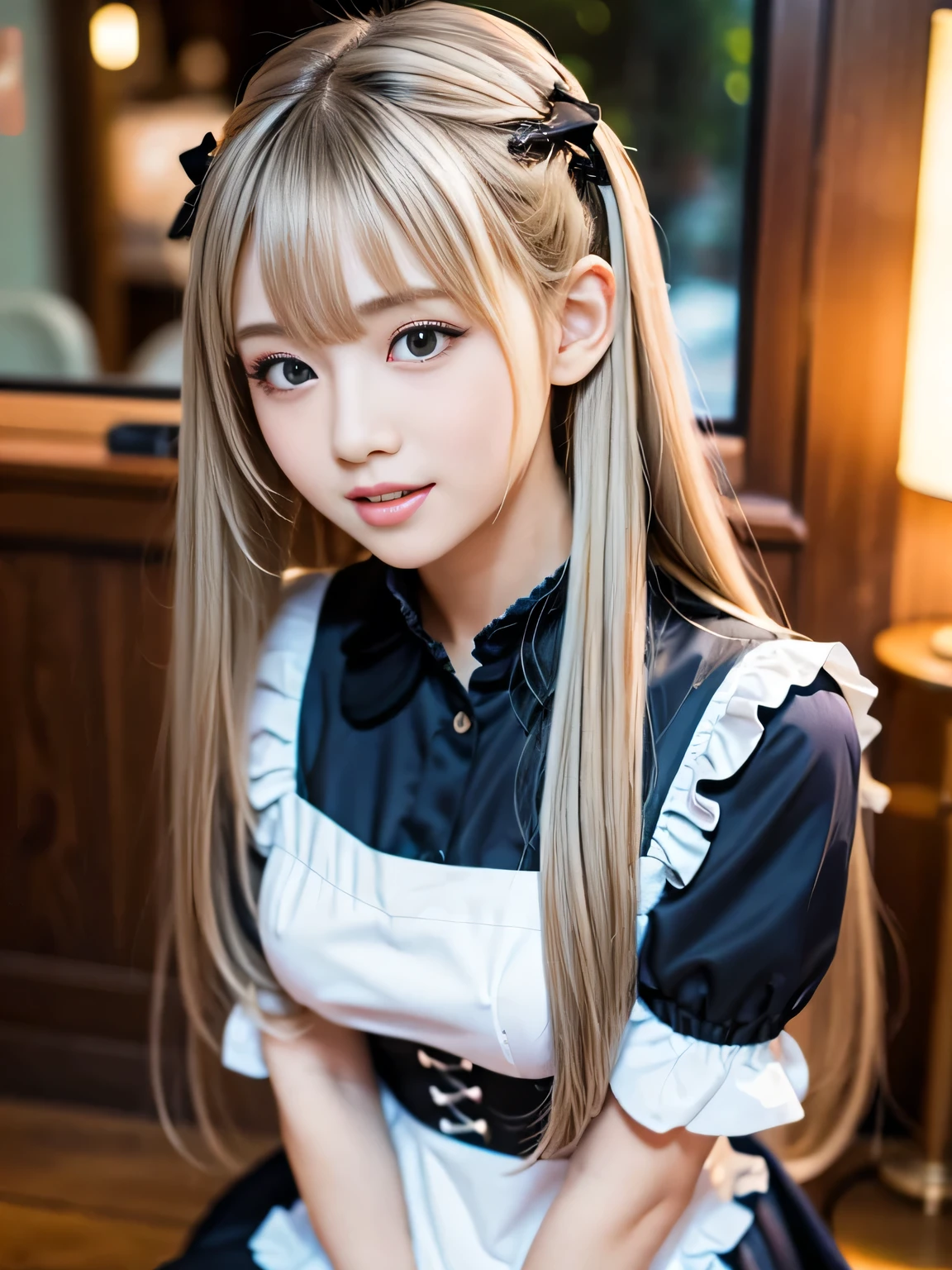 Sexy Big 、Sexy cute looks and cute 15 year old beautiful girl, beautiful and sexy face、A strong wind blows my hair in front of my face、length, Silver Hair,Metallic blonde straight hair、beautiful, Cute and sexy eyes hidden behind long bangs, maid Cafe, Twin tails、Gothic Maid, BREAK ceremony,((masturbate violently:1.5)), ((Random sexy poses、put in、Deep joy, Ecstatic Eyes:1.2)), ((I gasp hard:1.2))、Ecstatic face、Climax expression, Through clenched teeth、My whole body is convulsing、Official Art，Highly detailed CG Unity 8k wallpaper, (masterpiece:1.0),(Highest quality:1.0), photo shoot, 8k, Browsing Caution, High resolution, Kodak Portrait 400, Film Grain, Lens flare brilliance,Very low camera angle, View your viewers