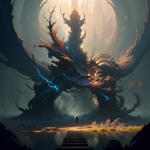 masterpiece, best quality, (extremely detailed CG unity 8k wallpaper), (best quality), (best illustration), (best shadow), absurdres, realistic lighting, (Abyss), beautiful detailed glow, art by PeterMohrBacher,