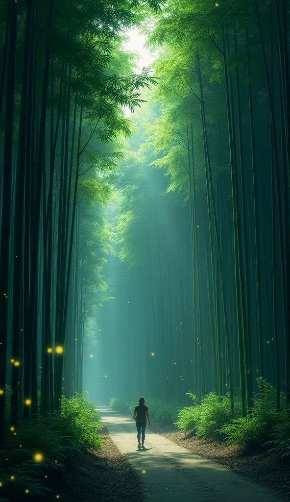 Bamboo Forest,Bamboo forest illuminated by moonlight, pale light