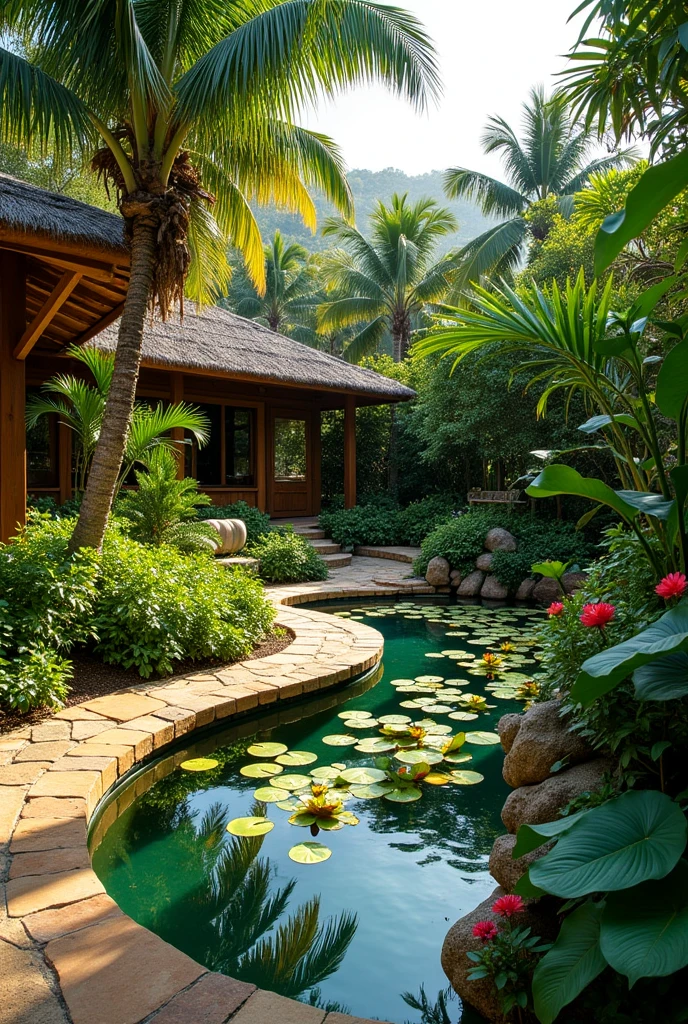 Design a garden for the west side in a space of 7 meters wide by 5 meters deep. Use Brazilian plants 