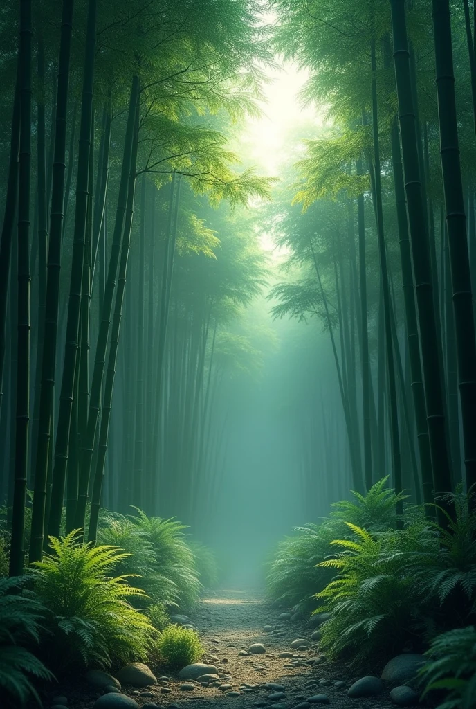 Bamboo Forest,Bamboo forest illuminated by moonlight, pale light,Pale white light