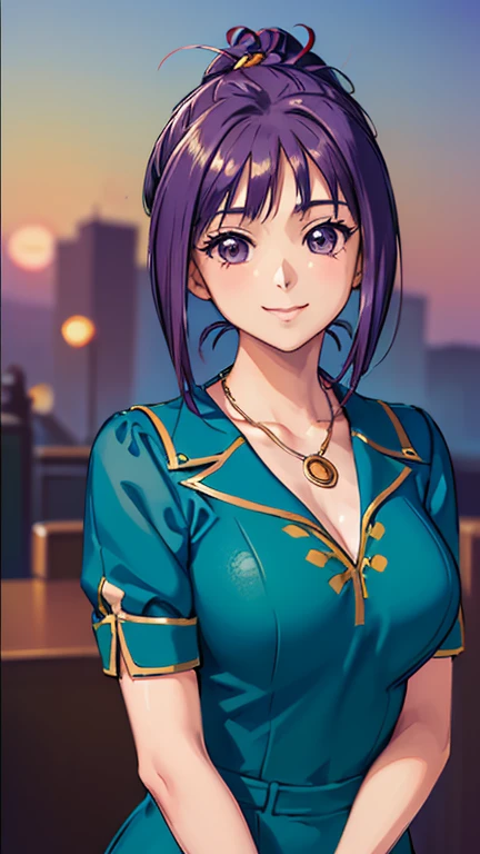 ((masterpiece, Highest quality, Highest quality, Official Art, beautifully、beautiful:1.2)),((masterpiece)),((Vibrant colors)),((Ayako Katagiri)),((幸せそうなsmile)),((smile)),((looks fun)),(one piece),(((Side bust))),(sunset)