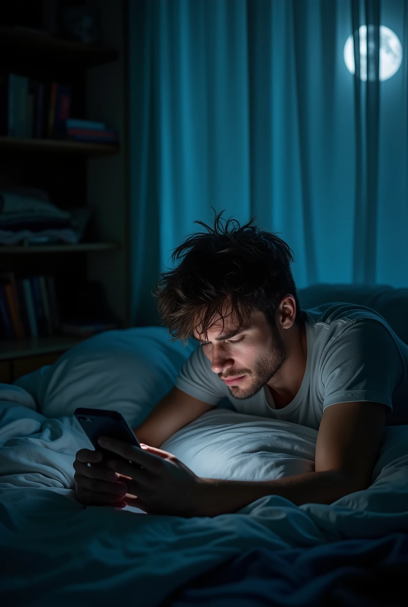 A man trying to sleep while his phone is ringing