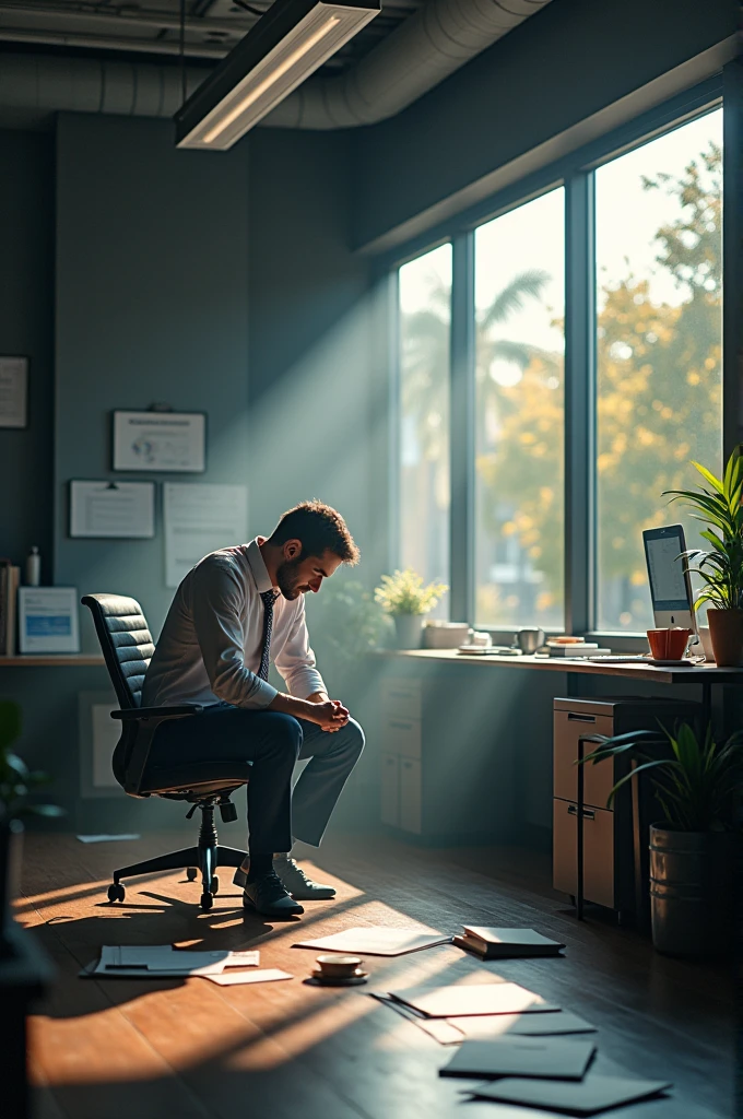 Clear, here are image prompts to illustrate the screenplay about how to handle stress in high-pressure moments:
1. **"A person in an office with dim lighting and messy papers, showing signs of stress on their face, while holding their head with their hands, Professional Attire, wrinkled shirts and loose tie."**
2. **"A person practicing deep breathing, sitting in an office chair with a relaxed posture, in a minimalist work environment, wearing a button-down shirt and formal pants, with a calm expression."**
3. **"Someone organizing a to-do list on a tidy work desk, with a view of a computer screen and a cup of coffee beside it, wearing a casual shirt and jeans, checking off list items with a pen."**
4. **"A person taking a short break, walking outdoors in a park with trees and benches, wearing comfortable athletic wear like a t-shirt and sweatpants, breathing deeply and smiling."**
5. **"A person in a modern office with large windows and natural light, looking out the window with a thoughtful expression, wearing a dress shirt and a sweater, with a positive and serene attitude."**