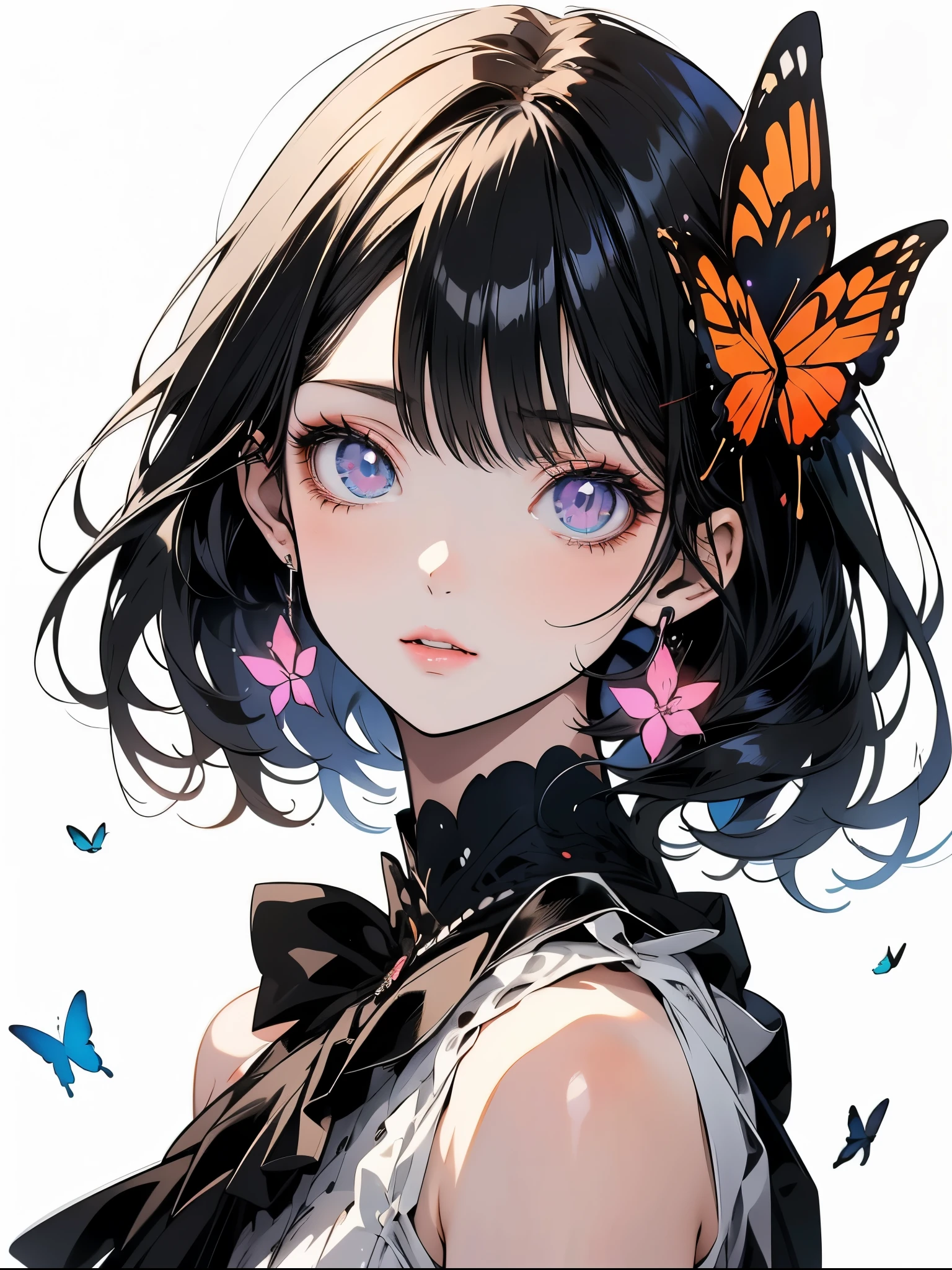 anime girl with flowers and butterflies in her hair, anime style 4 k, detailed digital anime art, artwork in the style of guweiz, anime art wallpaper 4k, anime art wallpaper 4 k, with flowers, beautiful anime portrait, anime wallpaper 4k, anime wallpaper 4 k, guweiz, detailed anime art, digital anime illustration, kawacy