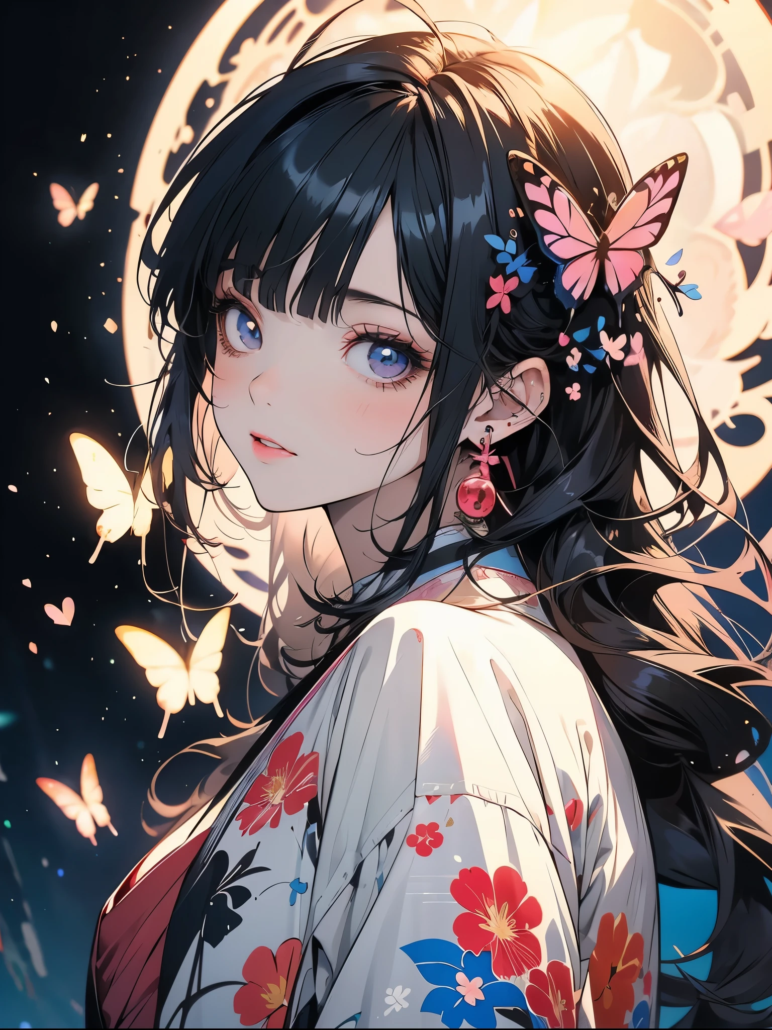 anime girl with flowers and butterflies in her hair, anime style 4 k, detailed digital anime art, artwork in the style of guweiz, anime art wallpaper 4k, anime art wallpaper 4 k, with flowers, beautiful anime portrait, anime wallpaper 4k, anime wallpaper 4 k, guweiz, detailed anime art, digital anime illustration, kawacy