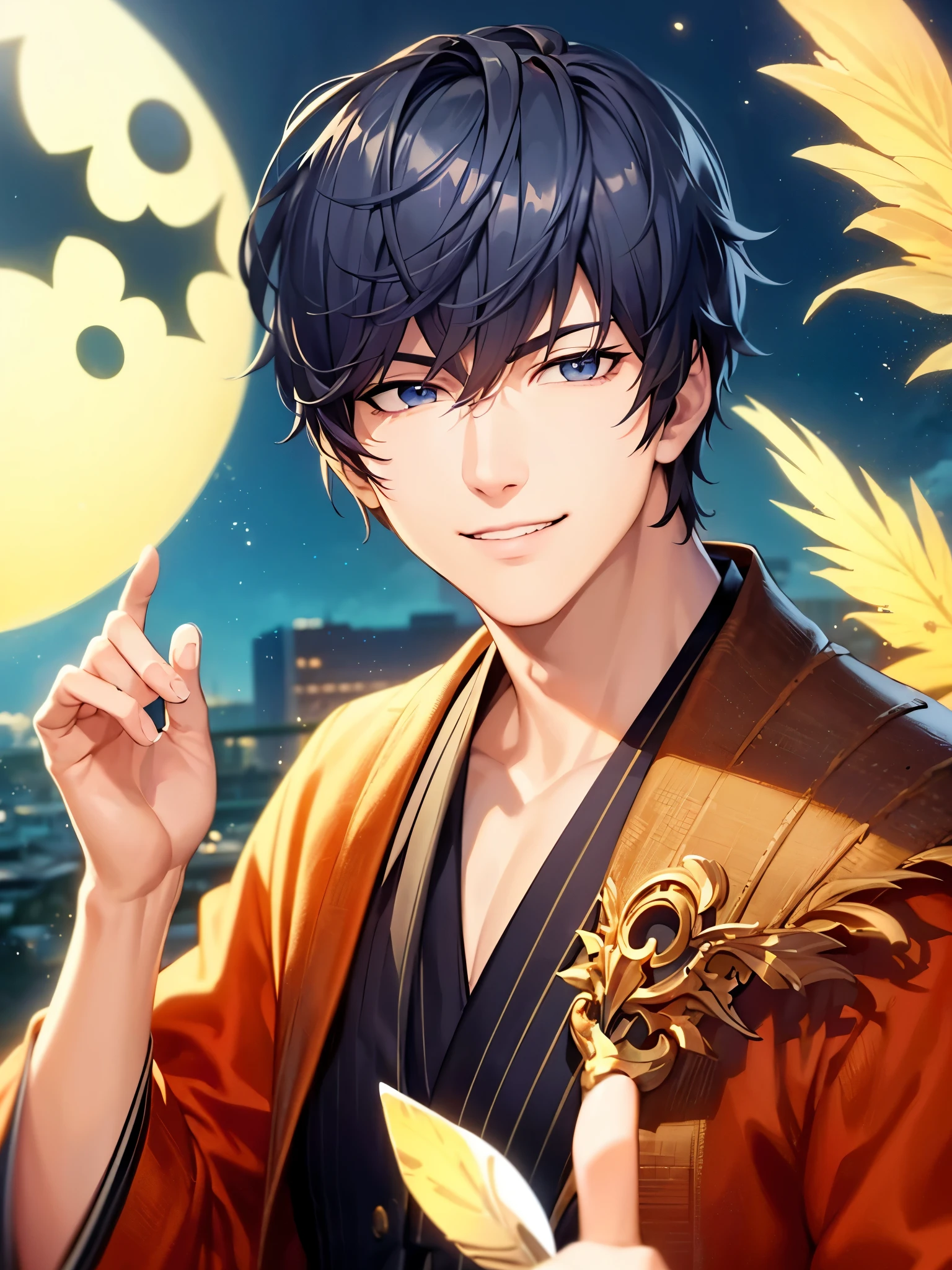 a handsome guy、Serious expression、Cool and beautiful face、Highly Detailed CG Unity 8K Wallpaper, (super masterpiece, Beautiful person, well detailed face polluted smile, It's photorealistic, Hyperrealistic)Cool and handsome face
