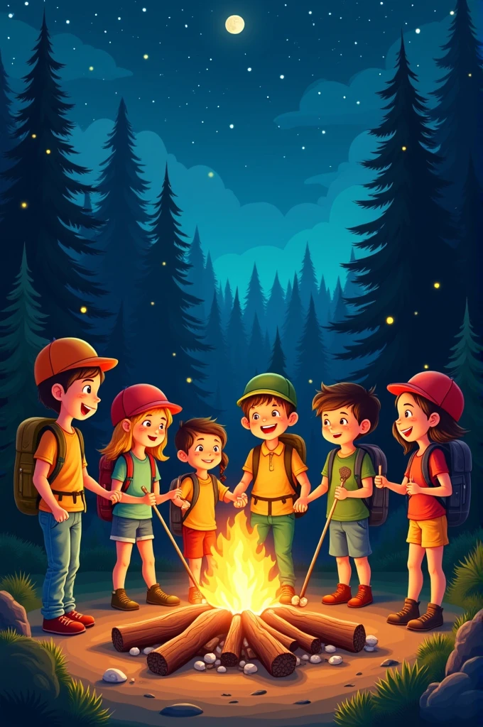 Create an art piece with the theme Young Camping