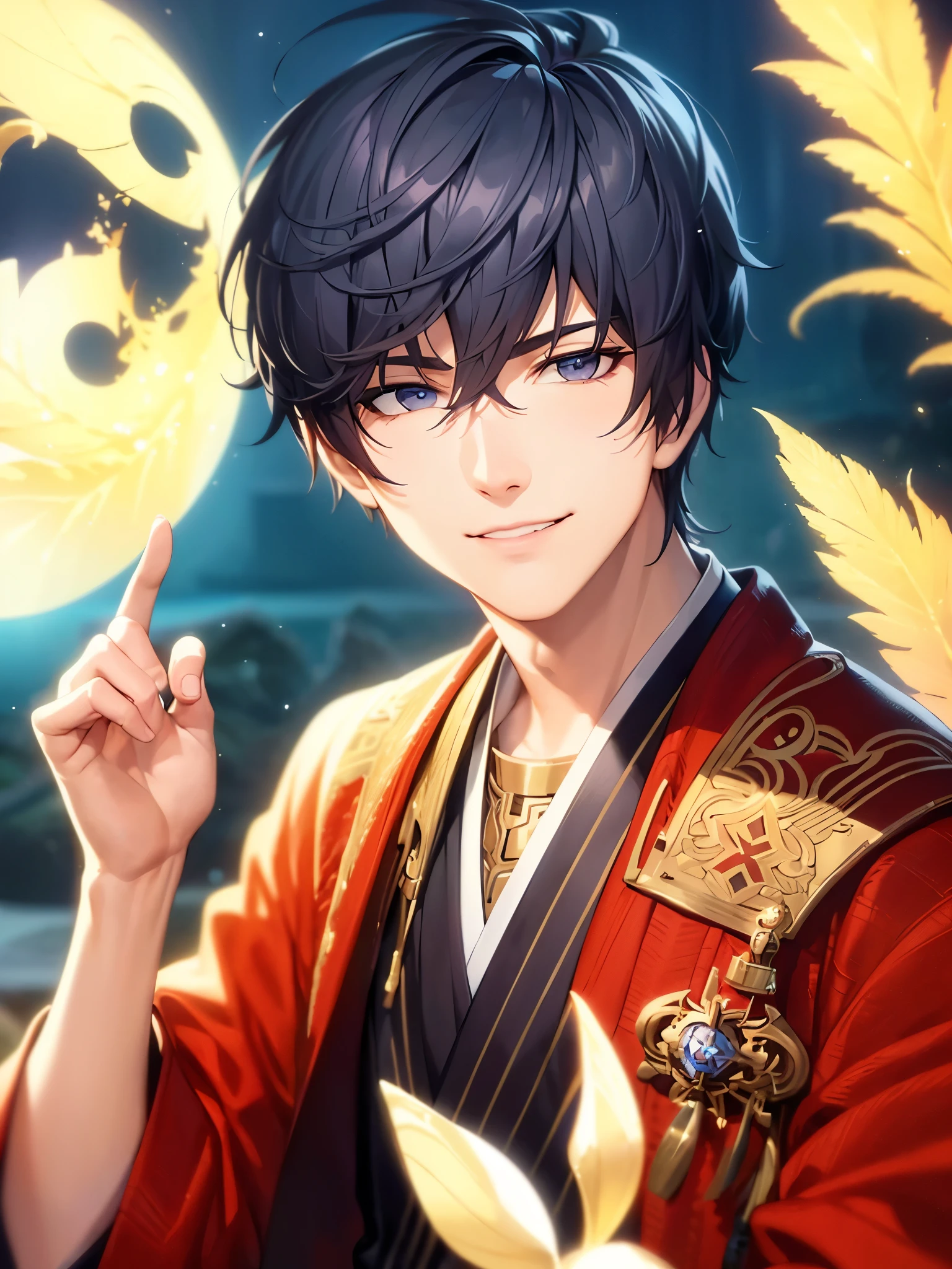 a handsome guy、Serious expression、Cool and beautiful face、Highly Detailed CG Unity 8K Wallpaper, (super masterpiece, Beautiful person, well detailed face polluted smile, It&#39;s photorealistic, Hyperrealistic)Cool and handsome face