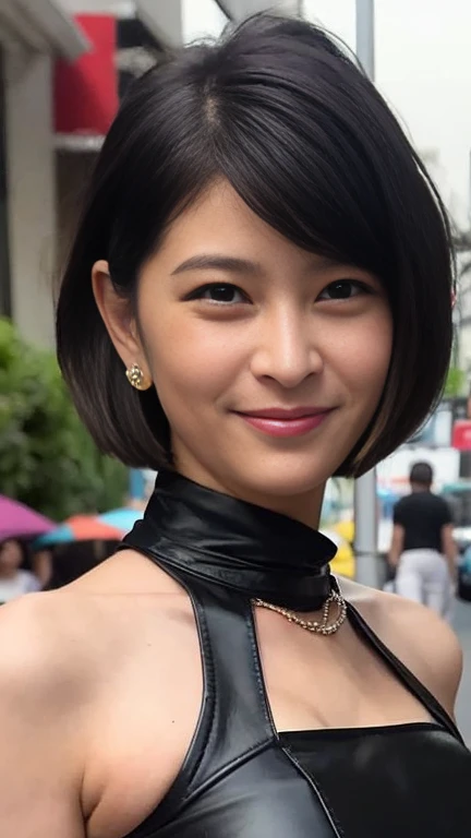 


最high quality, 8k, Vibrant, Sharp focus, high quality, High resolution, Middle-aged women, Mature Woman, 55 years old, (Whole Body Ezbian), (High heels face detail, Highly detailed eyes, Plump figure、Plump face、((big 1.6))、(((Large Breasts)))、((Black leather clothing))、Busy Street、(Bob Cut Shorthair)、A kind smile、