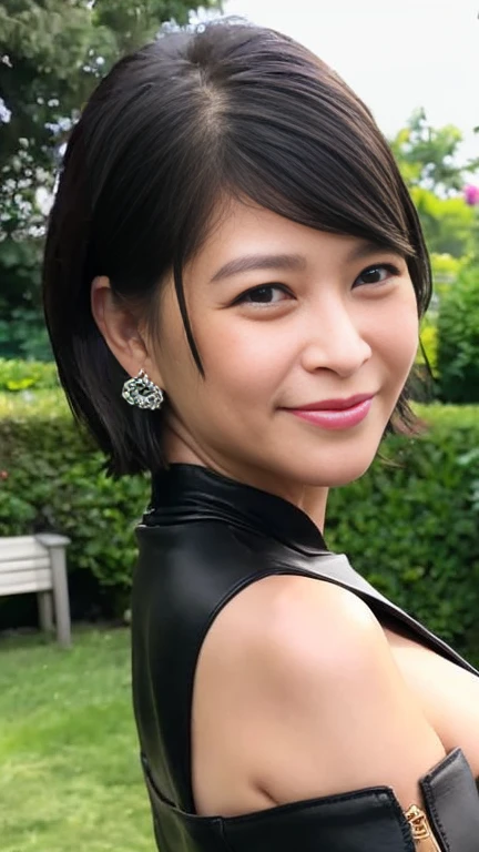 


最high quality, 8k, Vibrant, Sharp focus, high quality, High resolution, Middle-aged women, Mature Woman, 5, (Whole Body Ezbian), (High heels face detail, Highly detailed eyes, Plump figure、Plump face、((big 1.6))、(((Large Breasts)))、((Black leather clothing))、garden、Random Hairstyles、A kind smile、