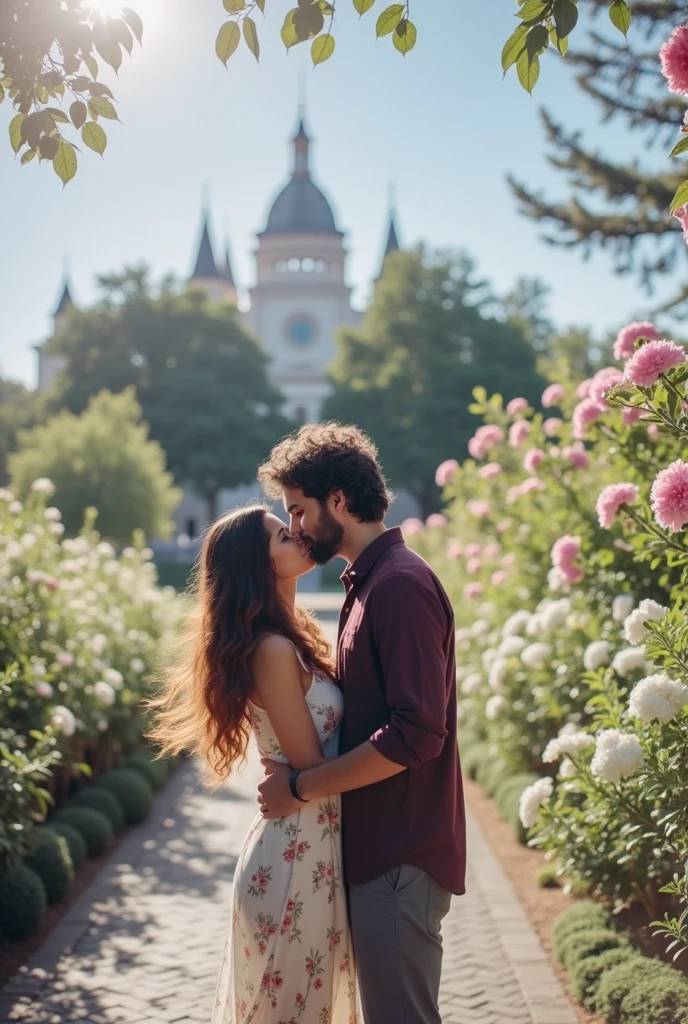 Make the couple in the photo kiss on the mouth