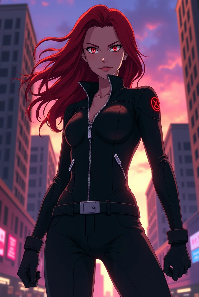 From Marvel Anime Girl Black Widow FrechMein Black Jacke Zip