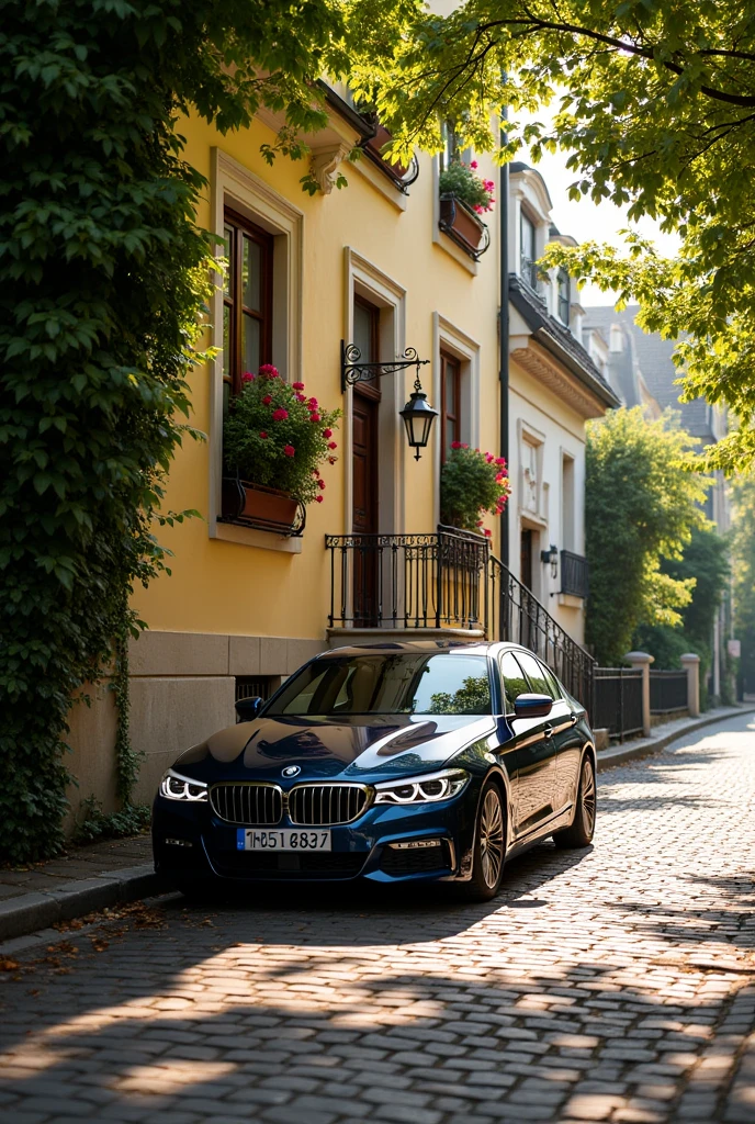 A car parked at the houseside 
