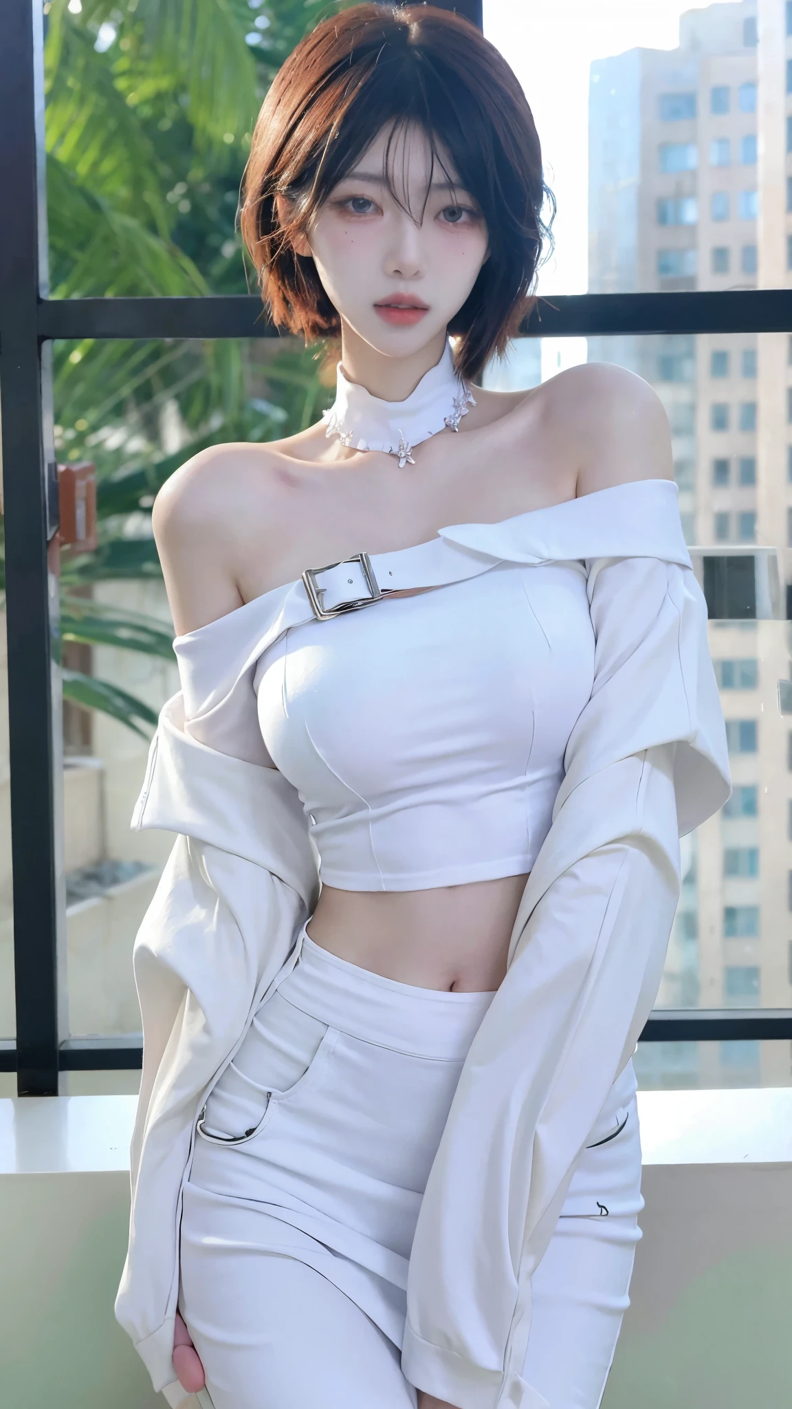 Beautiful woman with perfect figure:1.4，4K，Sailor Background，Ultra-high resolution，Seductive laughter，white腿，(Lifelike:1.4)，Layered hairstyle，white皮肤，black mini pleated skirt，whole body，Very delicate face and skin texture，Double eyelids，皮肤美white，Long hair，white发，white，