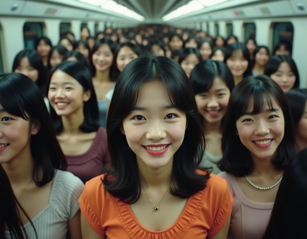 (Perfect Clone girl Raw Photography Art), (16K, Highest quality, Ultra-high resolution, unrealistic, Unparalleled scale, A world of cloned girl multiplying, Genuine), (韓国アイドルのgirl, 26 years old), (((((Small face, (((((Thick black hair, Semi-long hair)))))))))), ((Very beautiful detailed girl, Accurate body structure, Very detailed body, (((((Big Breasts, J Cup))))), ((Emphasize large breast fullness)), (((Dress that highlights the white neckline))), ((Dark Eyes, , Cute Smile, A gentle gaze)), (((((幸せなLaughter))))), (((((Very detailed, 1人のgirl-1,000,000 clones))))), (((100girl), (6+girl), multiple girl))), (((((Very detailed depiction of the other self, まったく同じgirl, Exactly the same smile, Perfect same hair, Perfect same clothes, Exactly the same height, 完璧なJ Cup))))), (((((clone girl only))))), ((10,000clone girl)), ((1,000,000clone girl)), ((1,000,000,000clone girl)), ((Go down the stairs, Walking towards the front, change, Have fun and laugh, Laughter, In a crowded train, pass by)), ((1,000,000,000,000,000,000clone girl)), ((1,000,000,000,000,000,000,000,000,000clone )), ((Ultimate super crowded scene, Extremely crowded beyond normal, Very crowded)), (Soft Light, Super wide view, (((((超望遠でVery detailedで明確な描写)))))), (((Depth of field is very shallow)))