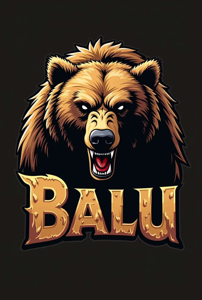 Create a logo of an angry bear with the word Balu below it.