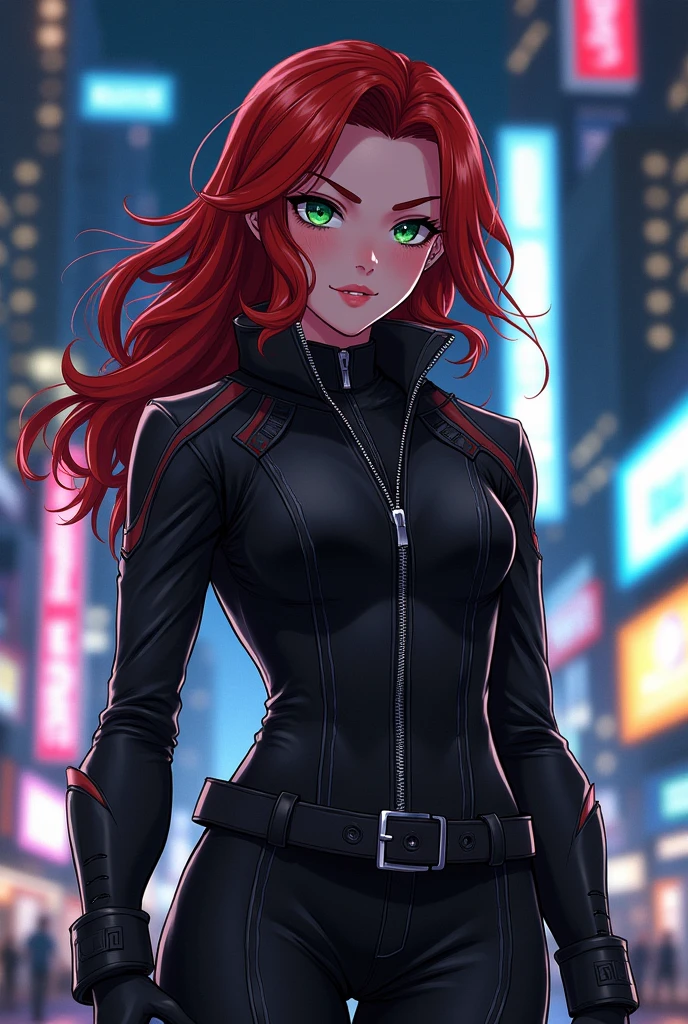 From Marvel Anime Girl Black Widow Frech Cool Black Jacke Zip