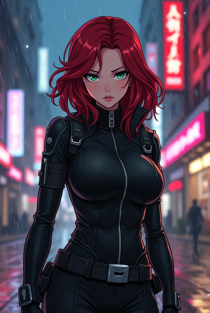 From Marvel Anime Girl Black Widow FrechMein Black Jacke Zip