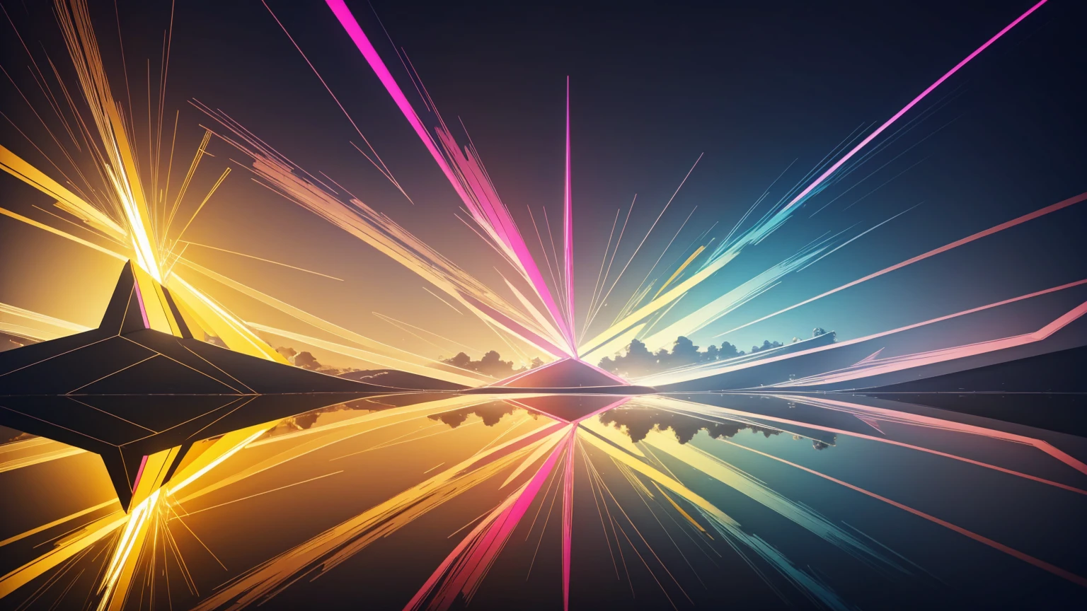 (masterpiece, Highest quality, Very detailed, 8k wallpaper), Abstract color flash, Pink and Yellow、Vibrant, sharp、straight、reflection