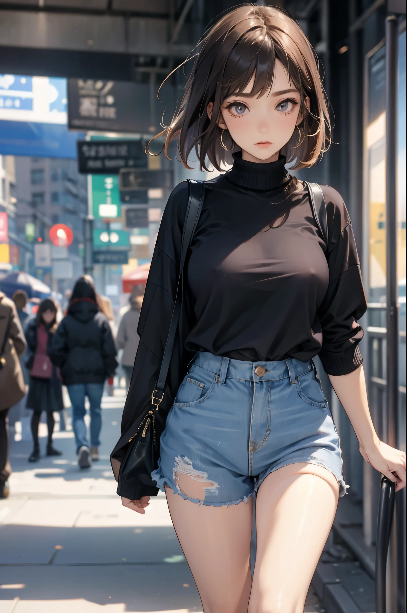 woman, pantless fashion, oversized knit tops