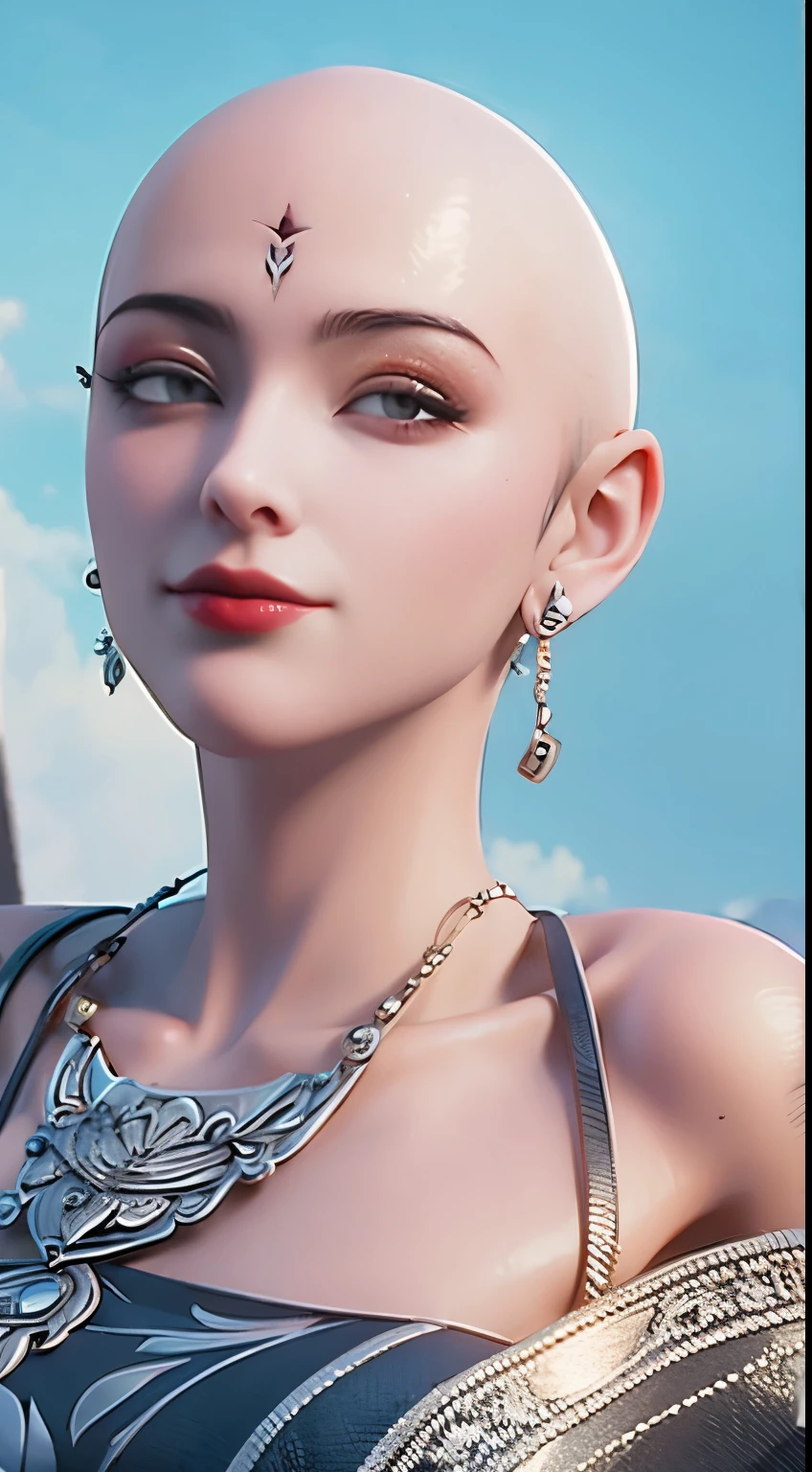 1girl, bald