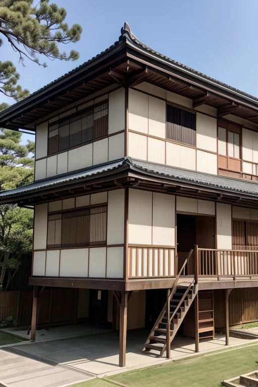 House with two floors in the Japanese style, on the exterior view of the building. Large and well-distributed rooms, the bedrooms upstairs with the bathrooms, downstairs the living room, restroom, kitchen and laundry.