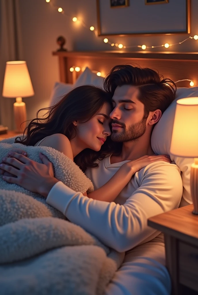 A couple sleeping in bed.