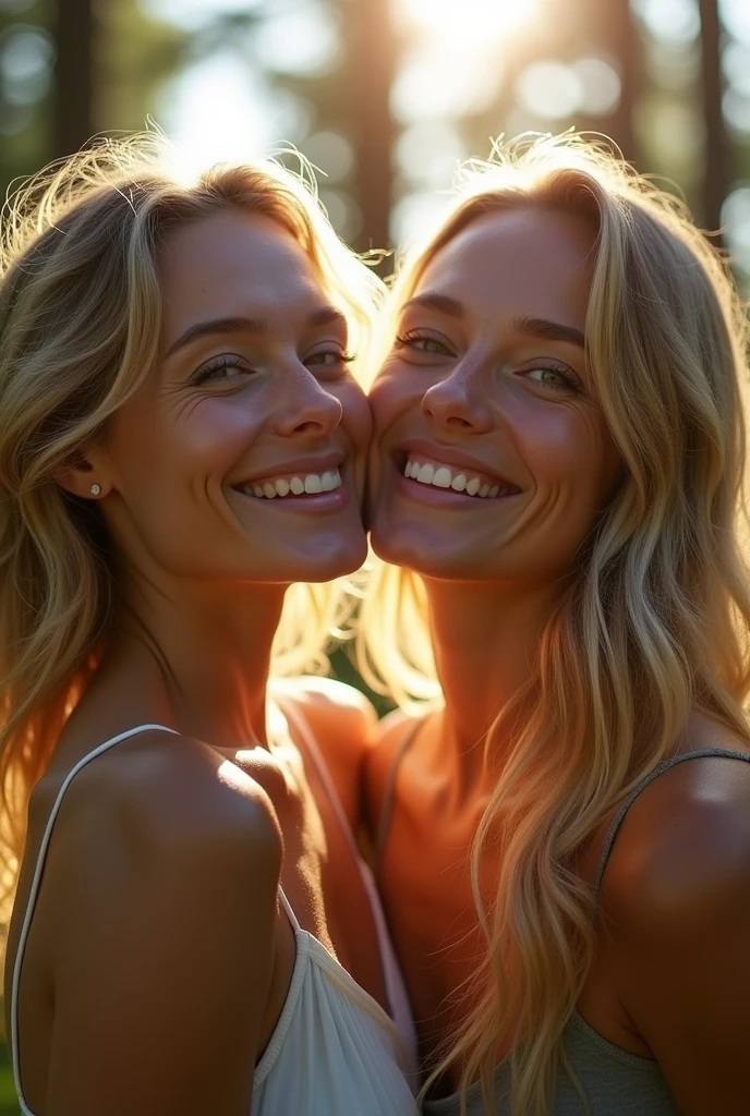 (Highest quality、4K、8k、High resolution、masterpiece:1.2)、Very detailed、(Genuine、Realistic、Realistic:1.3)、Two Nordic women、smile、The company is naked.、Finnish, Norwegian, Swedish、Danish、Icelandic