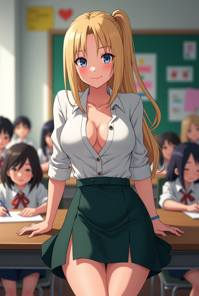 Tsunade from Naruto as a slutty teacher