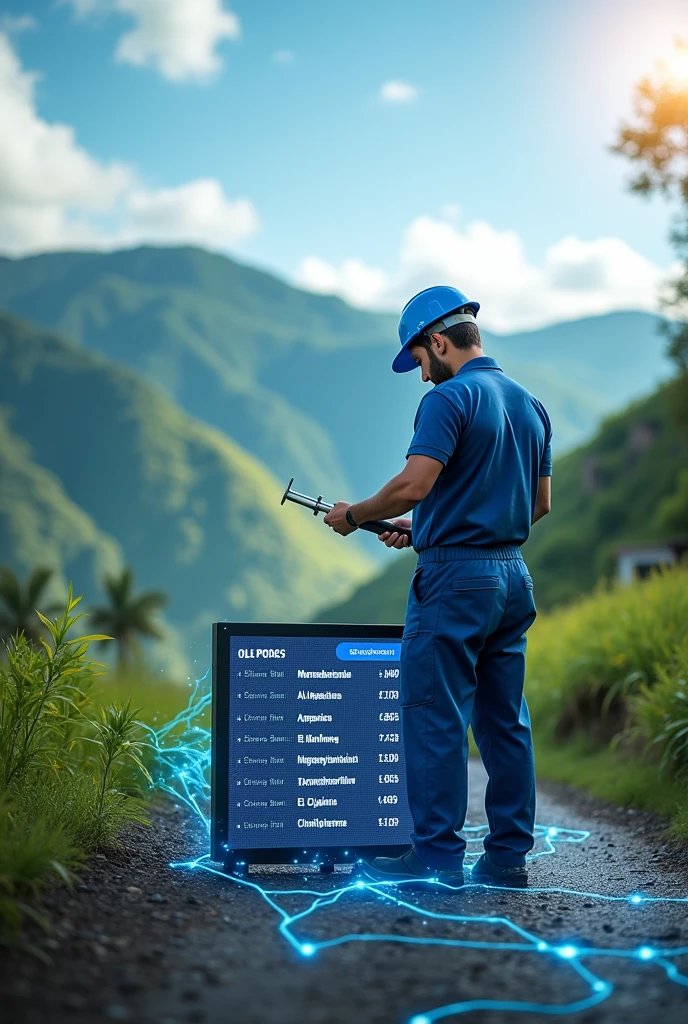 Generate an image of an internet company MR with this description integrated :
SCHEDULED
WORK
Sectors: La Amazonas, La Teresa, La Macarena, The crown, Los Álamos, La Envidia, La Avelina, Las Jaguas, La Represa, Matecito 1 y 2, San Nicolás, Pireo, Ximena 4, Ximena 5, Ximena 7, El Ciprés, Las Tolas, all the neighborhoods located on the road to Chilintomo and
sectors adjacent to the
Factory
Inpaecsa..
Babahoyo -Los Ríos
Jujan - Guayas
Sunday, February 18
07:00
10:00
Committed to continuous improvement of our service!
Corporación Nacional de Electricidad