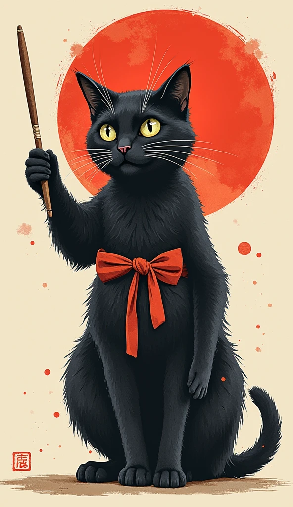 poster、Japan、posterの文字は「Cats are justice」、Writing skills、Thick brushstrokes