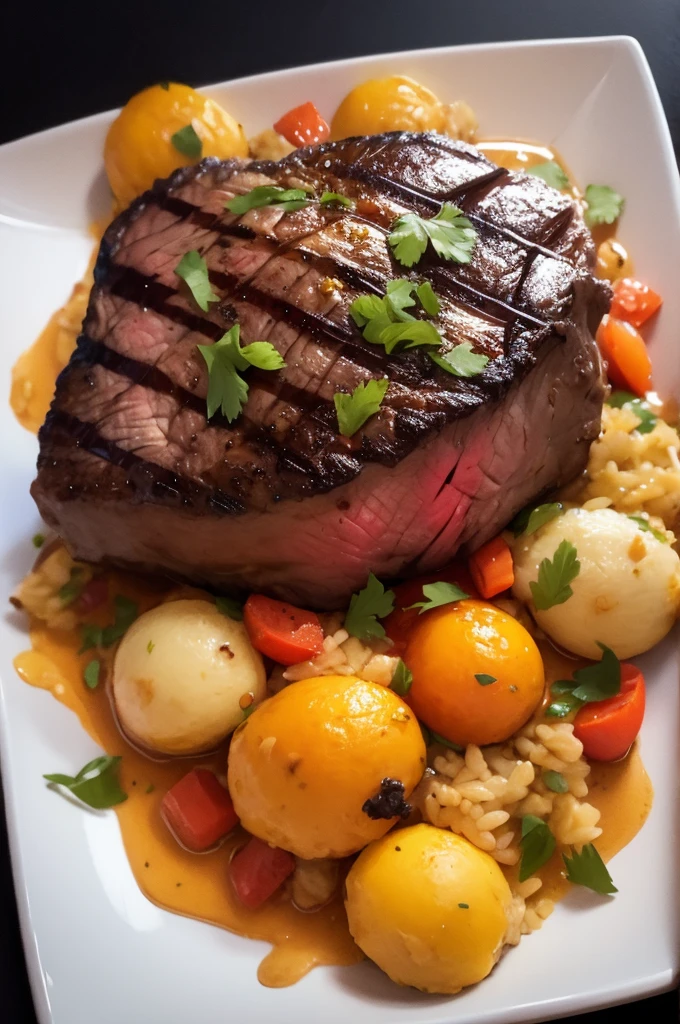 stylized art, steak