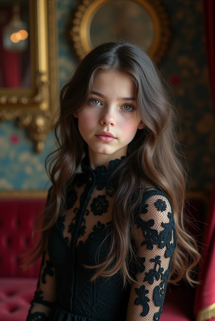 beautiful girl、anime、Gothic、vintage、cute、Healing、Upper Body、、Wavy Hair、American